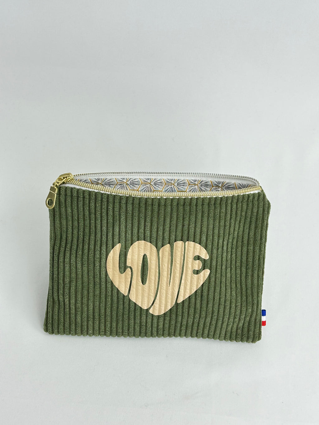 Pochette plate kaki love